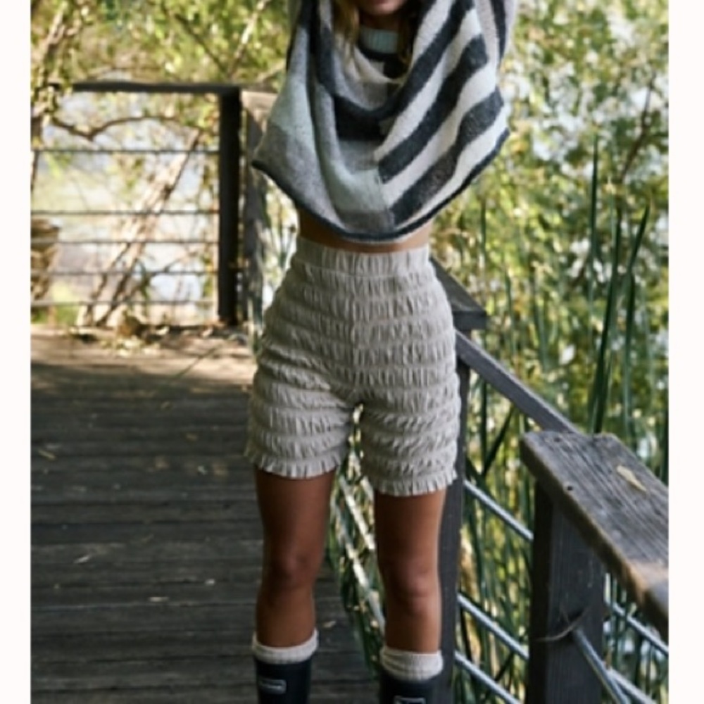 Free People Cream Bike Shorts